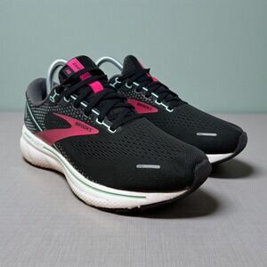 Brooks Ghost 14 Womens Size 8 Wide Black Pink Teal Running Shoes 1203561D013